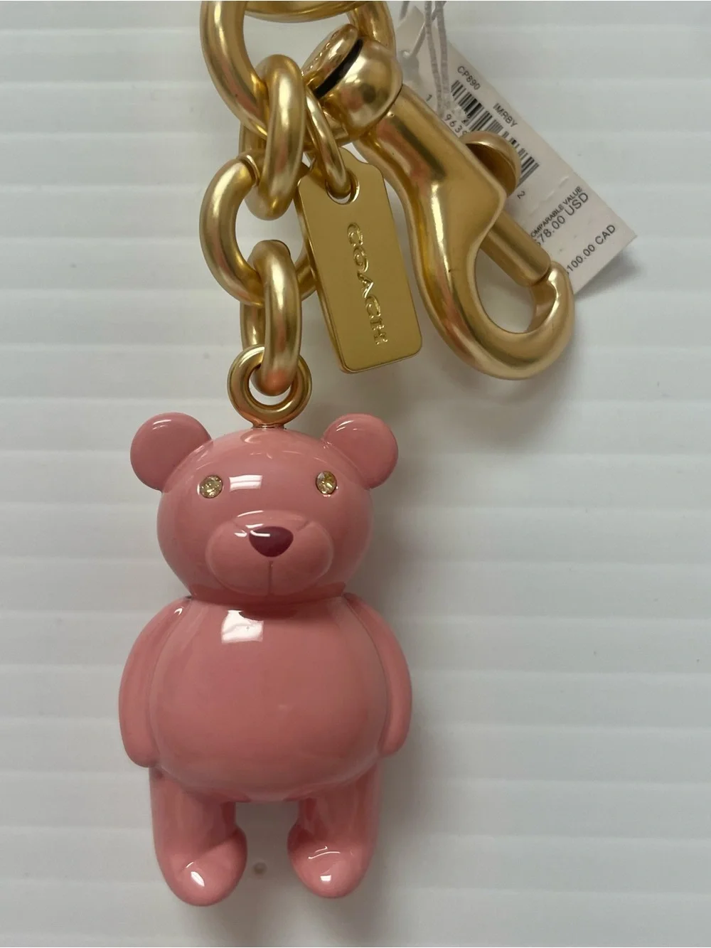 Coach IM/Ruby Pink Bear Charm Keychain
